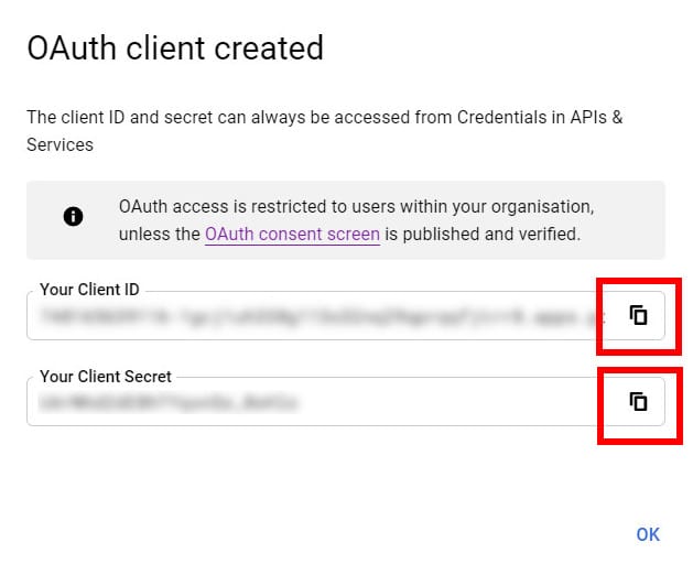 client id and secret