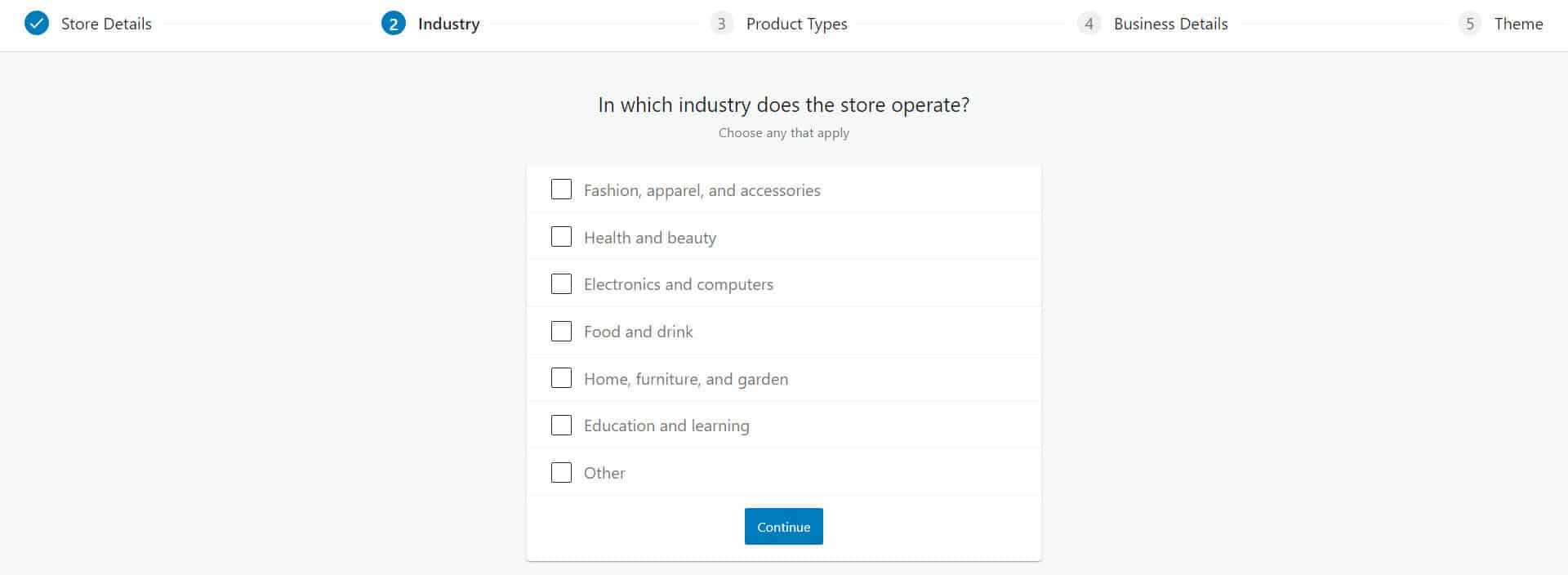 woocommerce industry type